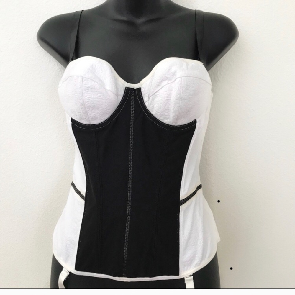 Black and white overbust corset